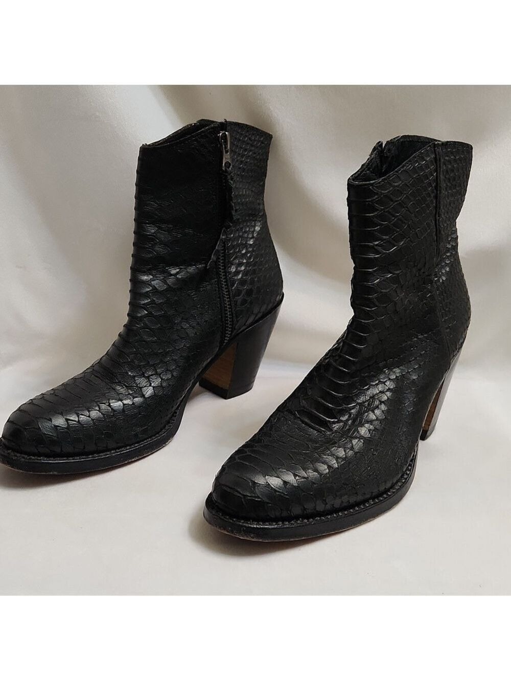 Penelope Chilvers Kalahari Snakeskin Heeled Black Leather Ankle Boots (W Siz 38) - Picture 5 of 14